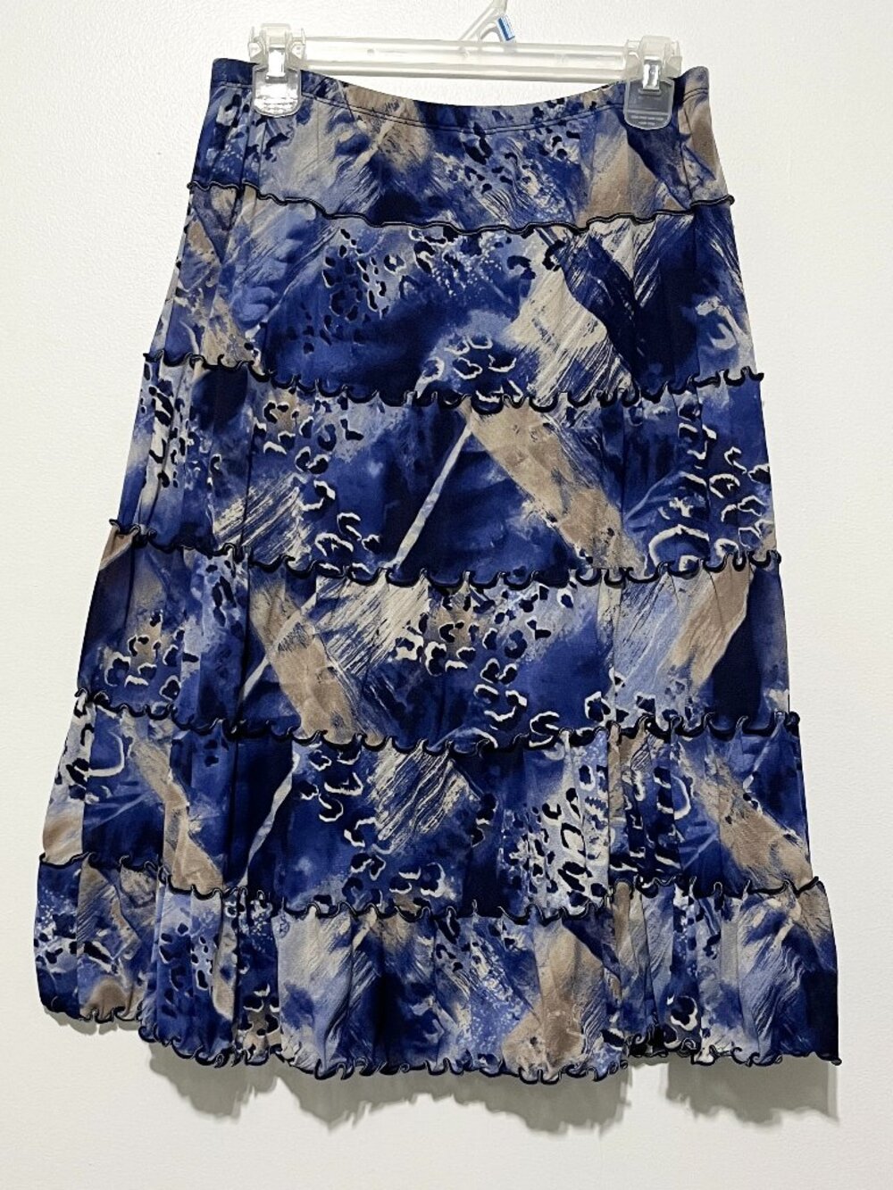 Womens Y2K Fairy Grunge Mesh Midi Skirt M Printed Tiered Lettuce Hem Coquette